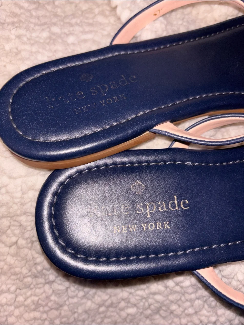 Kate Spade New York Navy Blue Bow T-Strap Thong Sandals Size 10 US